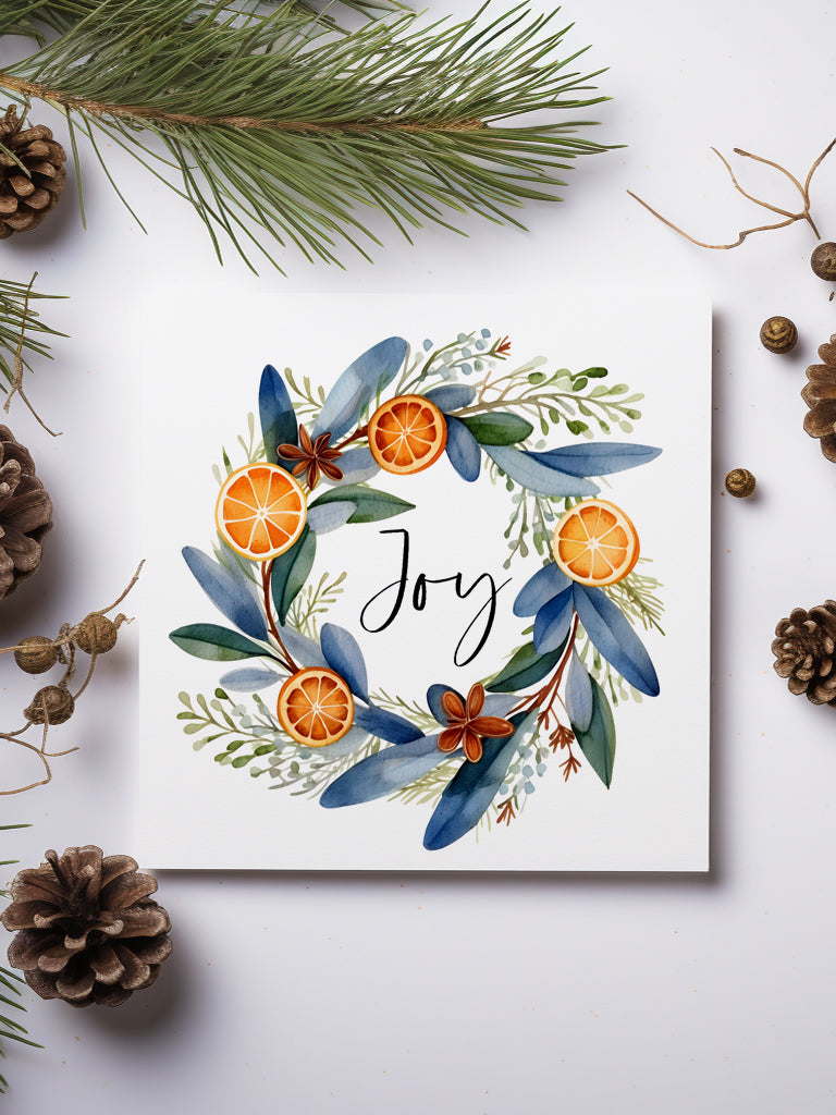Christmas Wreath Joy Greeting Card