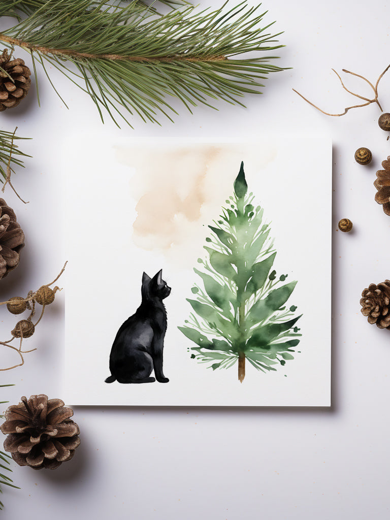 Cat and Tree Greeting Card